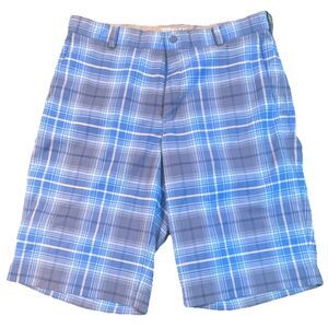 Nike Golf Tour Performance Dri-FIT Plaid Blue Gray Men's Shorts Size 32
